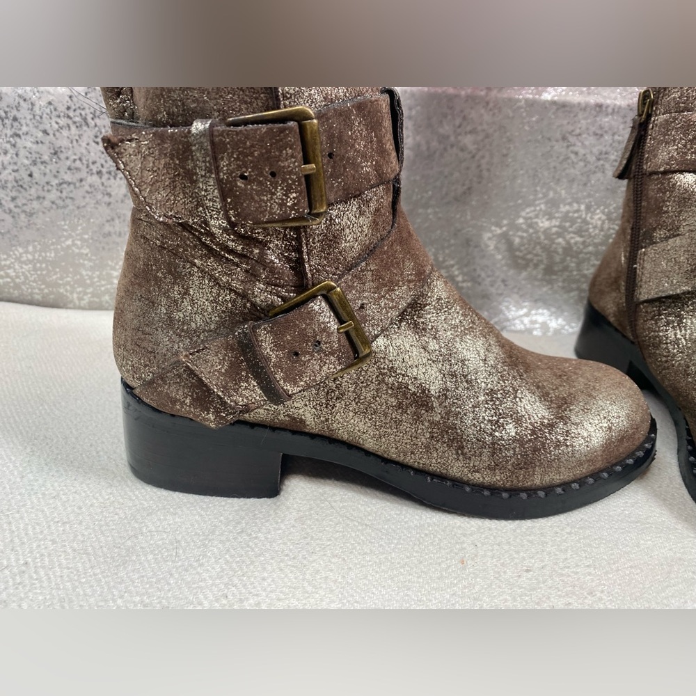 Gentle Souls Brown Metallic Ankle Boots